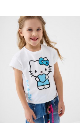 Джемпер трикотажный для девочек (футболка) белый