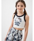 Комплект трикотажный для девочек: топ, брюки dark grеy, white, beige