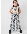 Комплект трикотажный для девочек: топ, брюки dark grеy, white, beige