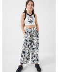 Комплект трикотажный для девочек: топ, брюки dark grеy, white, beige