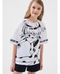 Комплект трикотажный для девочек: фуфайка (футболка), шорты white, black