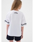 Комплект трикотажный для девочек: фуфайка (футболка), шорты white, black