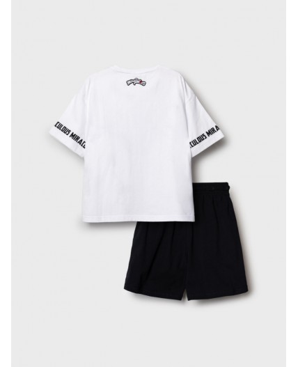 Комплект трикотажный для девочек: фуфайка (футболка), шорты white, black