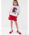 Комплект трикотажный для девочек: фуфайка (футболка), шорты white, red