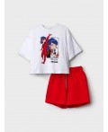 Комплект трикотажный для девочек: фуфайка (футболка), шорты white, red