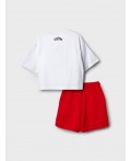 Комплект трикотажный для девочек: фуфайка (футболка), шорты white, red