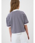Джемпер трикотажный с воротником поло для девочек white, grey