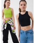 Топ трикотажный для девочек, 2 шт в комплекте black, green