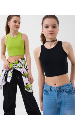 Топ трикотажный для девочек, 2 шт в комплекте black, green