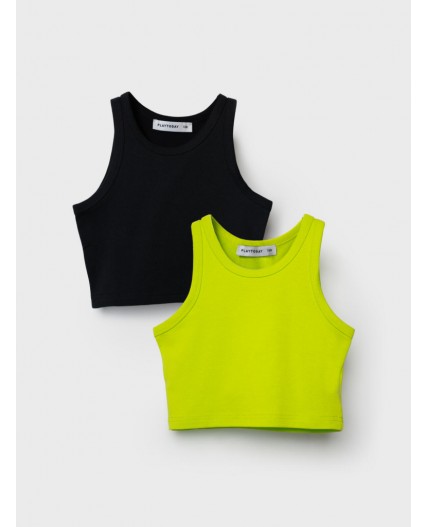 Топ трикотажный для девочек, 2 шт в комплекте black, green