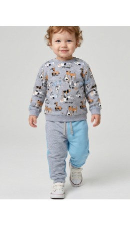 Брюки детские трикотажные для мальчиков grey, light blue