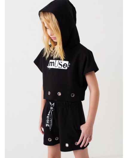 Джемпер трикотажный для девочек (футболка) black