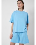 Комплект трикотажный для женщин: фуфайка (футболка), шорты light blue