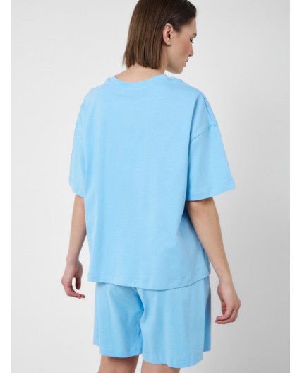 Комплект трикотажный для женщин: фуфайка (футболка), шорты light blue