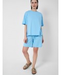 Комплект трикотажный для женщин: фуфайка (футболка), шорты light blue