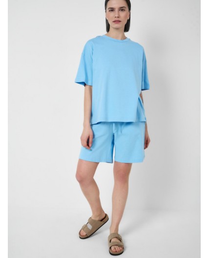Комплект трикотажный для женщин: фуфайка (футболка), шорты light blue
