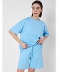 Комплект трикотажный для женщин: фуфайка (футболка), шорты light blue