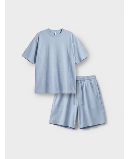 Комплект трикотажный для женщин: фуфайка (футболка), шорты light blue