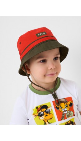 Панама текстильная для мальчиков red, dark green