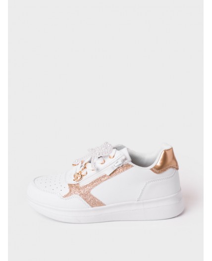 Полуботинки для девочек белый,золотой