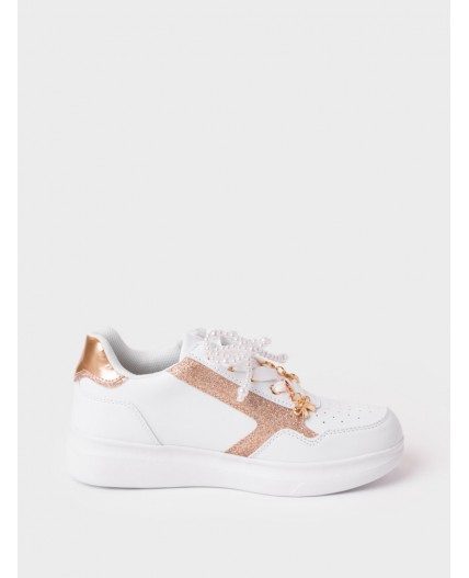 Полуботинки для девочек белый,золотой