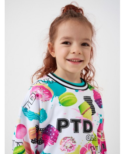 Комплект трикотажный для девочек: толстовка, брюки multicolor