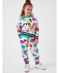 Комплект трикотажный для девочек: толстовка, брюки multicolor