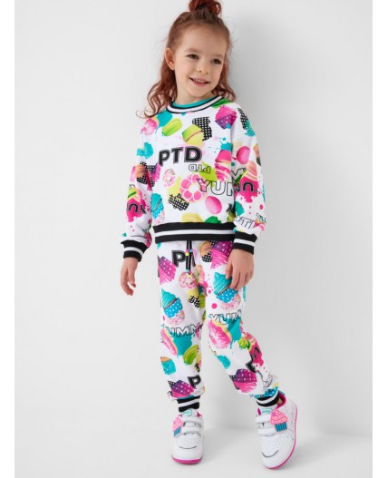 Комплект трикотажный для девочек: толстовка, брюки multicolor