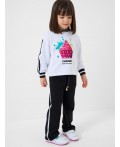Комплект трикотажный для девочек: толстовка, брюки white, black