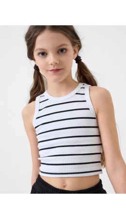 Майка трикотажная для девочек white, black
