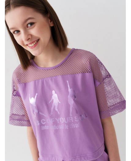 Джемпер трикотажный для девочек (футболка) lilac