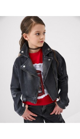 Куртка текстильная джинсовая для девочек black