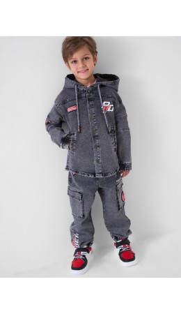 Куртка текстильная джинсовая для мальчиков черный