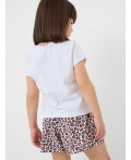 Комплект трикотажный для девочек: фуфайка (футболка), шорты white, ochre, dark grеy
