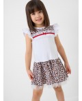Платье трикотажное для девочек white, ochre, dark grеy