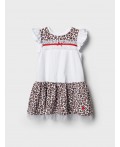 Платье трикотажное для девочек white, ochre, dark grеy
