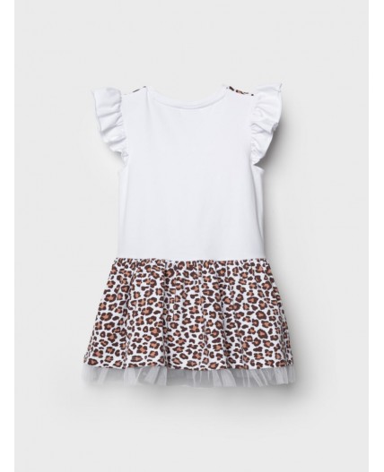 Платье трикотажное для девочек white, ochre, dark grеy