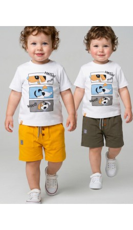 Шорты детские трикотажные для мальчиков, 2 шт в комплекте dark green, orange