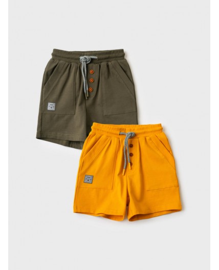 Шорты детские трикотажные для мальчиков, 2 шт в комплекте dark green, orange