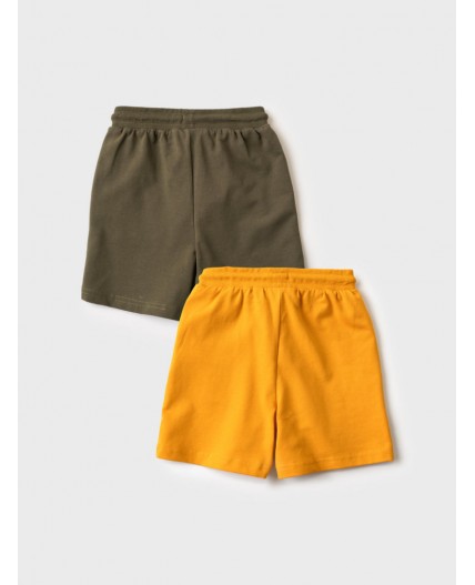 Шорты детские трикотажные для мальчиков, 2 шт в комплекте dark green, orange