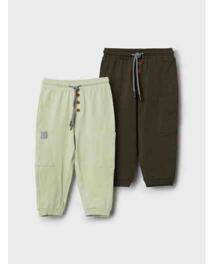 Брюки детские трикотажные для мальчиков, 2 пары в комплекте dark green, light green