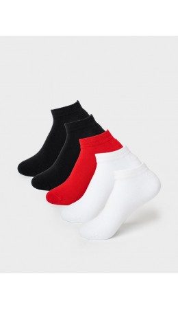 Носки трикотажные для девочек, 5 пар в комплекте black, white, red