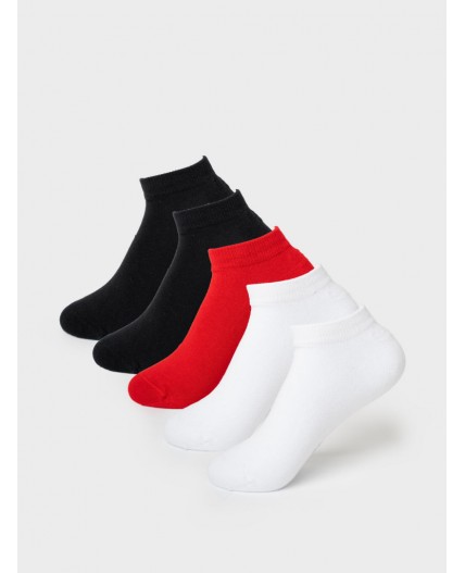 Носки трикотажные для девочек, 5 пар в комплекте black, white, red