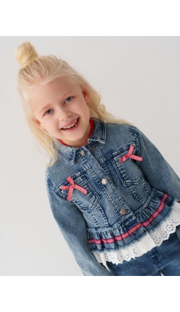 Куртка текстильная джинсовая для девочек blue