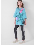 Фуфайка трикотажная для девочек (футболка) light blue