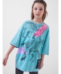 Фуфайка трикотажная для девочек (футболка) light blue