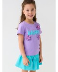Комплект трикотажный для девочек: фуфайка (футболка), шорты lilac, turquoise