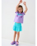 Комплект трикотажный для девочек: фуфайка (футболка), шорты lilac, turquoise