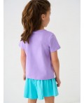 Комплект трикотажный для девочек: фуфайка (футболка), шорты lilac, turquoise