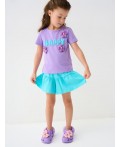 Комплект трикотажный для девочек: фуфайка (футболка), шорты lilac, turquoise